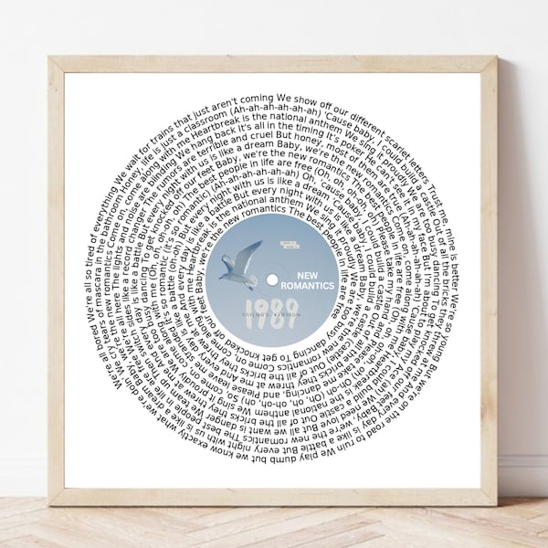 NEW ROMANTICS Vinyl Lyrics Poster Print, 1989 Album Wall Art, Spiral Lyrics Vinyl Record Poster, Girl Room Decor Printable Digital Download