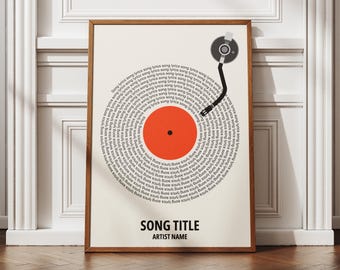 Custom Song Lyrics Print, Personalised Music Poster, Customizable Music Gift, Vinyl Lyric Poster, Favourite Song Poster, Vinyl Record Print