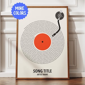 Custom Vinyl Lyrics Print, Personalised Music Poster, Customizable Music Gift, Song Lyric Poster, Favourite Song Poster, Vinyl Record Print