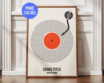 Custom Vinyl Lyrics Print, Personalised Music Poster, Customizable Music Gift, Song Lyric Poster, Favourite Song Poster, Vinyl Record Print