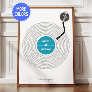 Custom Song Lyrics Print, Personalised Music Poster, Customizable Music Gift, Vinyl Lyric Poster, Spiral Lyrics Record Print, Favourite Song