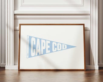 Cape Cod Massachusetts Pennant Flag Print: Coastal Summer Printable Poster Wall Art (Digital Download)