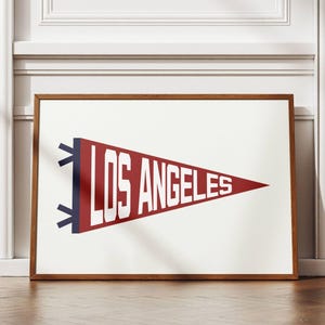 Los Angeles Pennant Print, Los Angeles Flag Printable Wall Art, California City Poster, Apartment Gift, Dorm Room Decor, Digital Download