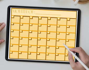 Orange Printable Calendar, Undated, Monthly Blank Calendar, Digital Download Planner