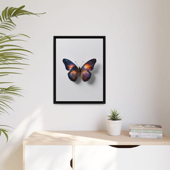 Cosmic Monarch Butterfly Framed Canvas Art