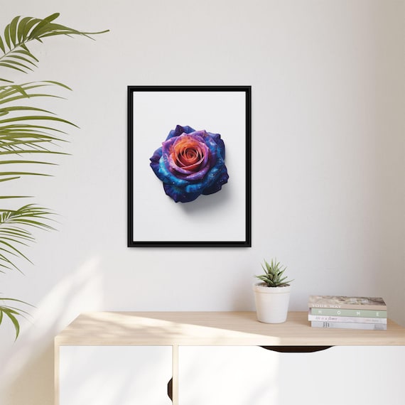 Vivid Eternal Rose Framed Canvas Art