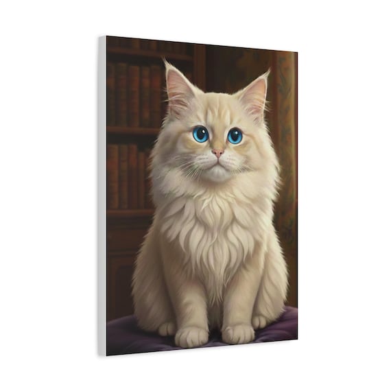 Royal Library Cat Canvas Art Gift for Book Lovers and Cat Moms