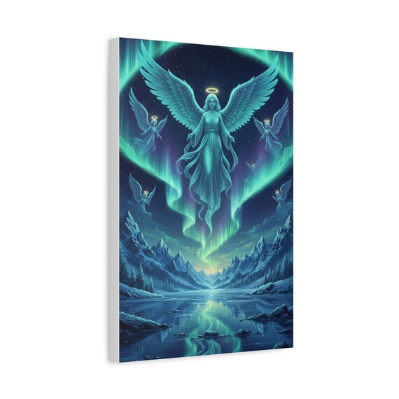 Aurora Angel Canvas Art Northern Lights Angelic Decor Divine Protection Home Decor