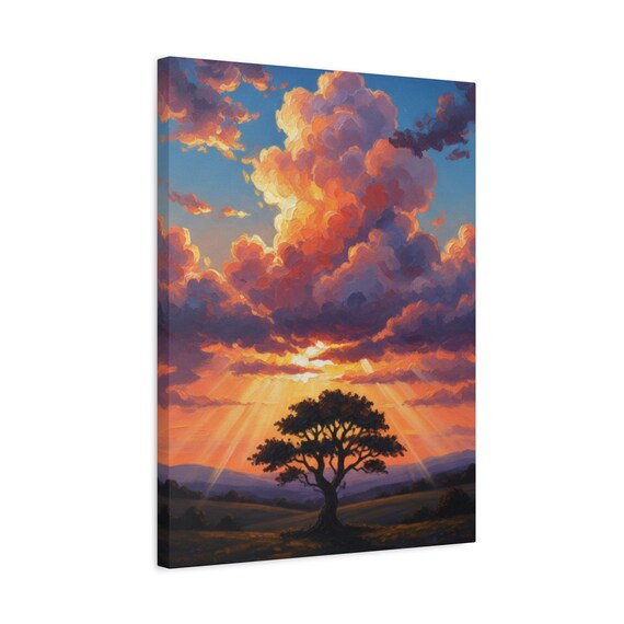 Golden Sunset Tree of Life Canvas Art