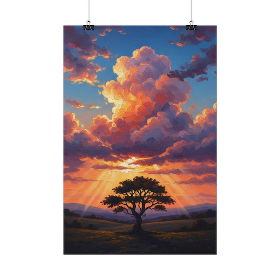 Golden Sunset Tree of Life Rolled Poster | Wall Art Print