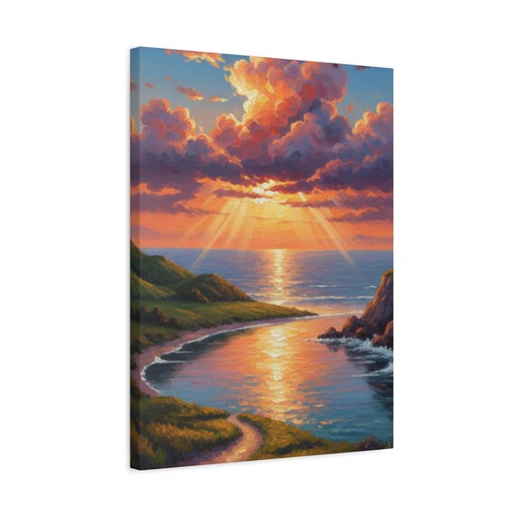 Ocean Sunset Coastal Path Canvas Art