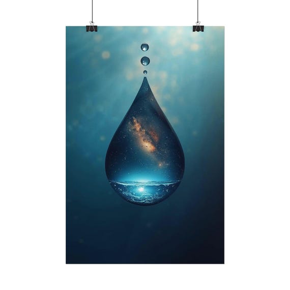 Cosmic Ocean Drop Rumi Quote Inspired Rolled Poster | Wall Art Print
