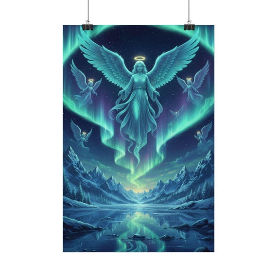 Aurora Angel Northern Lights Angelic Decor Rolled Poster | Wall Art Print