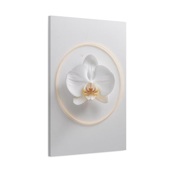 Minimalist Orchid Canvas Wall Art - Ethereal White Flower