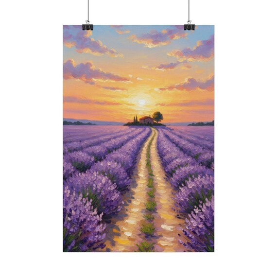 Sunset Lavender Field Rolled Poster | Wall Art Print