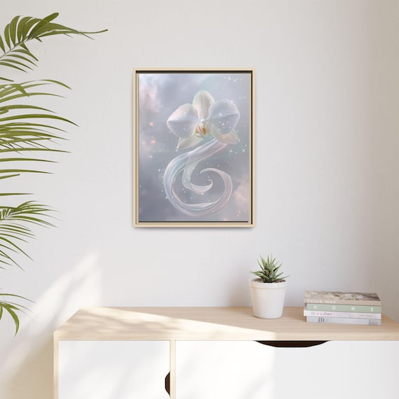 Ethereal Orchid Framed Canvas Art Surreal Botanical Wall Art