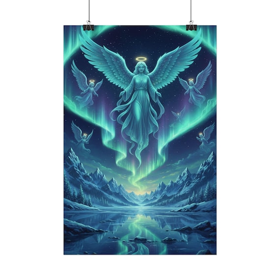 Aurora Angel Northern Lights Angelic Decor Rolled Poster | Wall Art Print