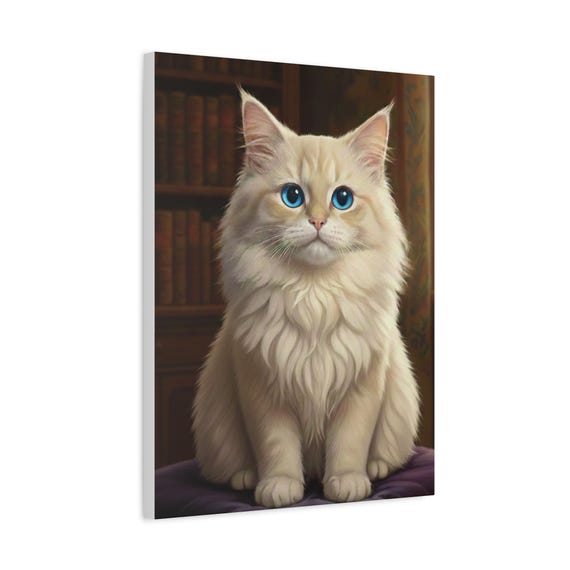 Royal Library Cat Canvas Art Gift for Book Lovers and Cat Moms