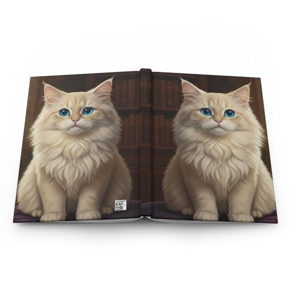 Blue-Eyed Fluffy Cat Hardcover Journal