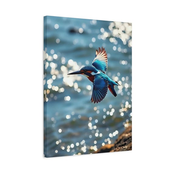 Kingfisher Bird Canvas Art Vibrant Blue Wildlife Photography