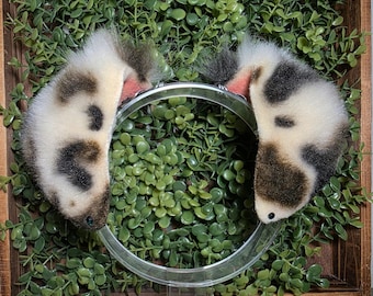 Orejas de cachorro dálmata de chocolate y negro (¡prefabricadas, listas para enviar!)