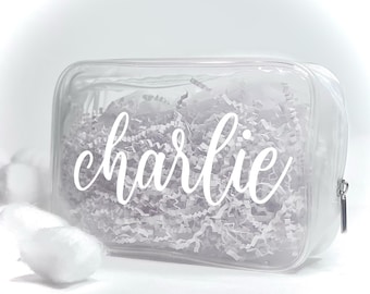 custom makeup transparent travel bag AURUZA Clear Bag,Portable Toiletry Bags with Zipper, TSA Approved Clear Organizer Bags, PVC Cosmetic Pouch for Airport Airline Compliant : Beauty & Personal Care makeup case Clear Travel Bag | TSA
