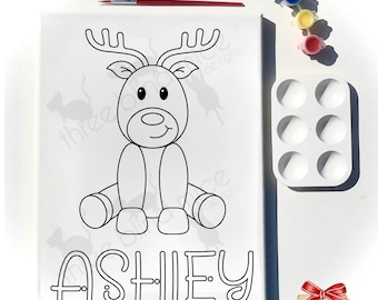 Personalized Canvas Painting Kit | Christmas arts & crafts for kids with names | Painting Supplies Included