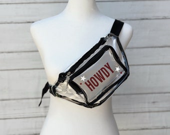 Personalized Clear Transparent Stadium Bag | Game Day Fanny Pack | College or Professional Football, Concert, Sporting Event Purse