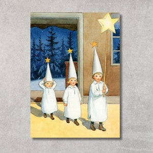 Elsa Beskow Sternenkinder 2017, Leinwand auf Leinwand, Sternkinder 2018, Elsa Beskow Kunst, hängefertig, zum Verschenken,