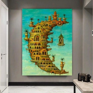 Salvador Dalí,Salvador Dali canvas,Surrealism art,Living on the Moon, Dali print art, living room decor, Dali canvas decor,