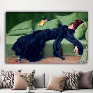 Decadent young woman,Ramon Casas Painting Art Print,Wall Art Print, Vintage Wall Art,Wall Art After the dance,After the ball by Ramon Casas,