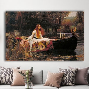john william,John William Waterhouse,The Lady of Shalott, living room decor, john william art, canvas print art,  john william poster