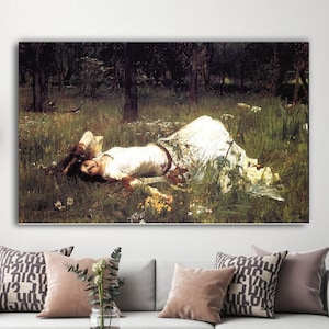 john william,1889 ophelia, john william waterhouse, living room decor, john william art, canvas print art,  john william poster