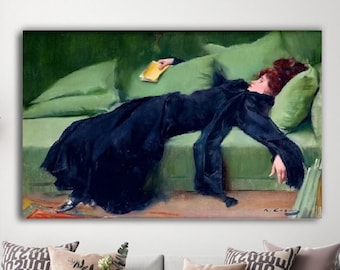 Decadent young woman,Ramon Casas Painting Art Print,Wall Art Print, Vintage Wall Art,Wall Art After the dance,After the ball by Ramon Casas,