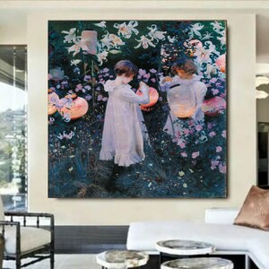 John Singer Sargent, Clavel, Lirio, Lirio, Rosa 1885, Arte de John Singer, Póster de John Singer, Impresión en lienzo moderna, Imagen de John Singer,