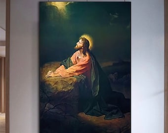 Heinrich Hofmann, Cristo nel Getsemani, 1886, Arte di Heinrich Hofmann, Decorazione Cristo nel Getsemani, Quadro moderno,