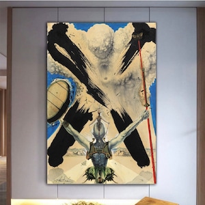 Salvador Dalí,Salvador Dali 1957,Don Quichotte,Et L&#39;age Atomique, room decor, dali print art, dali poster, modern pirint art, ofis decor,