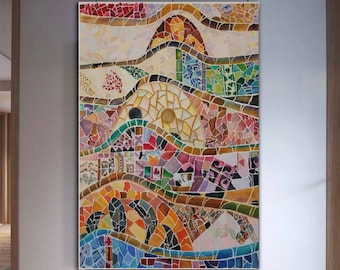 Antoni Gaudí,Mosaic wall decor,living room decor, mosaic decor, modern art, Antoni Gaudí art,Antoni decor, mosaic wall art