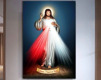 Jesus Divine Mercy, I Trust In You,Jesus wall art,Jesus decor,Jesus picture art,print wall decor,canvas decor,Jesus picture