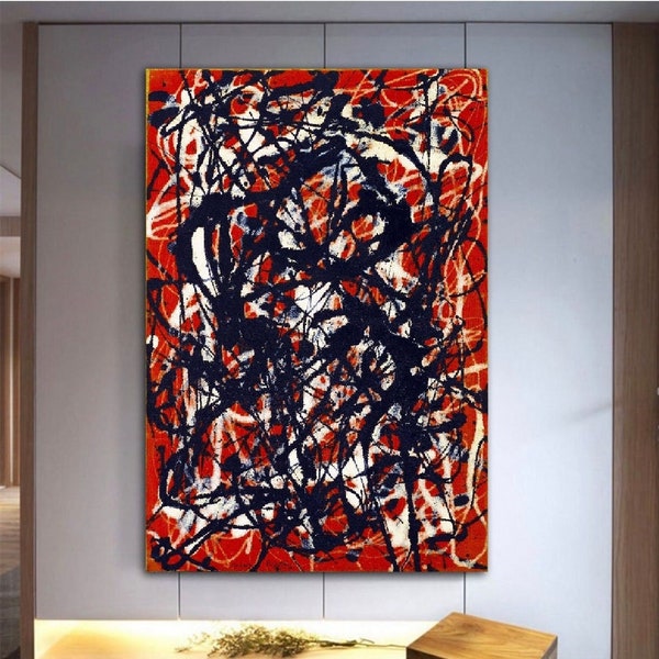 Jackson Pollock,Pollock Abstract , canvas wall art, Abstract Wall Art,Pollock Canvas, living room decor, ofis decor, canvas wall art