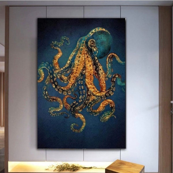 Octopus,Octopus poster, abstract wall art,Octopus canvas , abstract Octopus decor, living room decor,Octopus picture decor