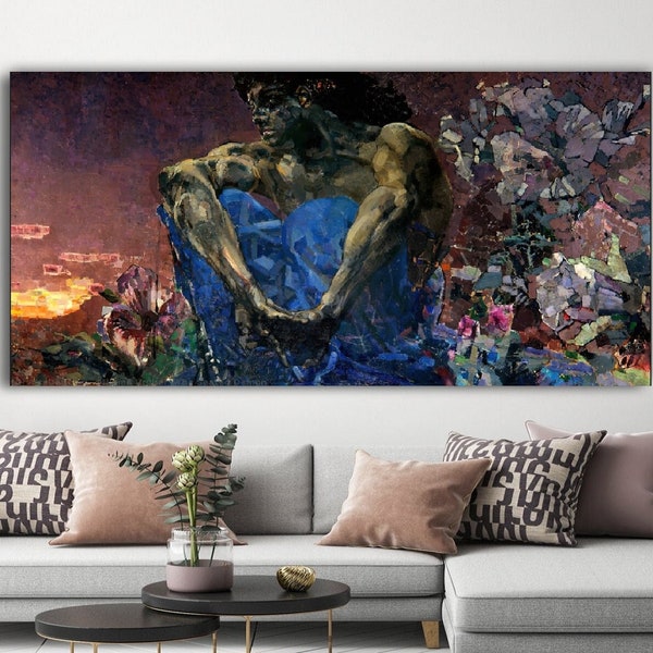 Mikhail Vrubel, The Demon Seated,Mikhail Vrubel art,Demon Seated decor,Demon Seated poster, living room decor