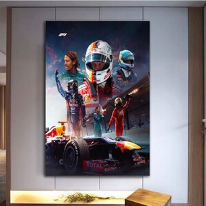 Sebastian Vettel,Formula one canvas,F1 fan gift, F1 poster,living room decor, F1 Champion art, F1 print art,Sebastian Vettel art,