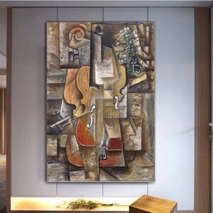 Pablo Picasso,Violine and Grapes,Leinwand Picasso,Geige und Trauben, abstraktes Bild, Picasso Bild, Picasso Leinwand, Deko, Geschenk,