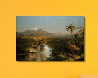 Vue du Cotopaxi, par l'église Frederic Edwin, 1857, décor Cotopaxi, art de Frederic Edwin, prêt à accrocher, décoration de salon, art mural classique