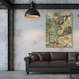 Średniowieczna mapa, wszystkie królestwa świata, kataloński atlas, 1375, płótno ścienne, plakat kataloński atlas, dekoracja średniowiecznej mapy, gotowa do powieszenia,