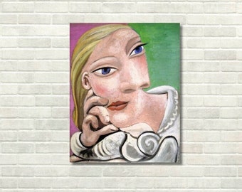 パブロ・ピカソ、マリー・テレーズの肖像、リネンキャンバスの油絵複製