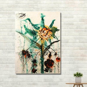 Salvador Dali, Flower, Salvador Dali Art,Dali canvas  art,Flower decor, Canvas Print,Flower poster, Home Decor, Paintings Art Canvas