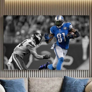 Calvin Johnson,Detroit Lions canvas,Calvin Johnson decor,Wrap Man, Cave Bar, Game Room,living room decor, calvin picture art,