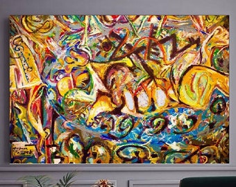 Jackson Pollock, Abstract print art, Pollock wall art, Pollock canvas, Pollock wall decor,living room decor, canvas wall art